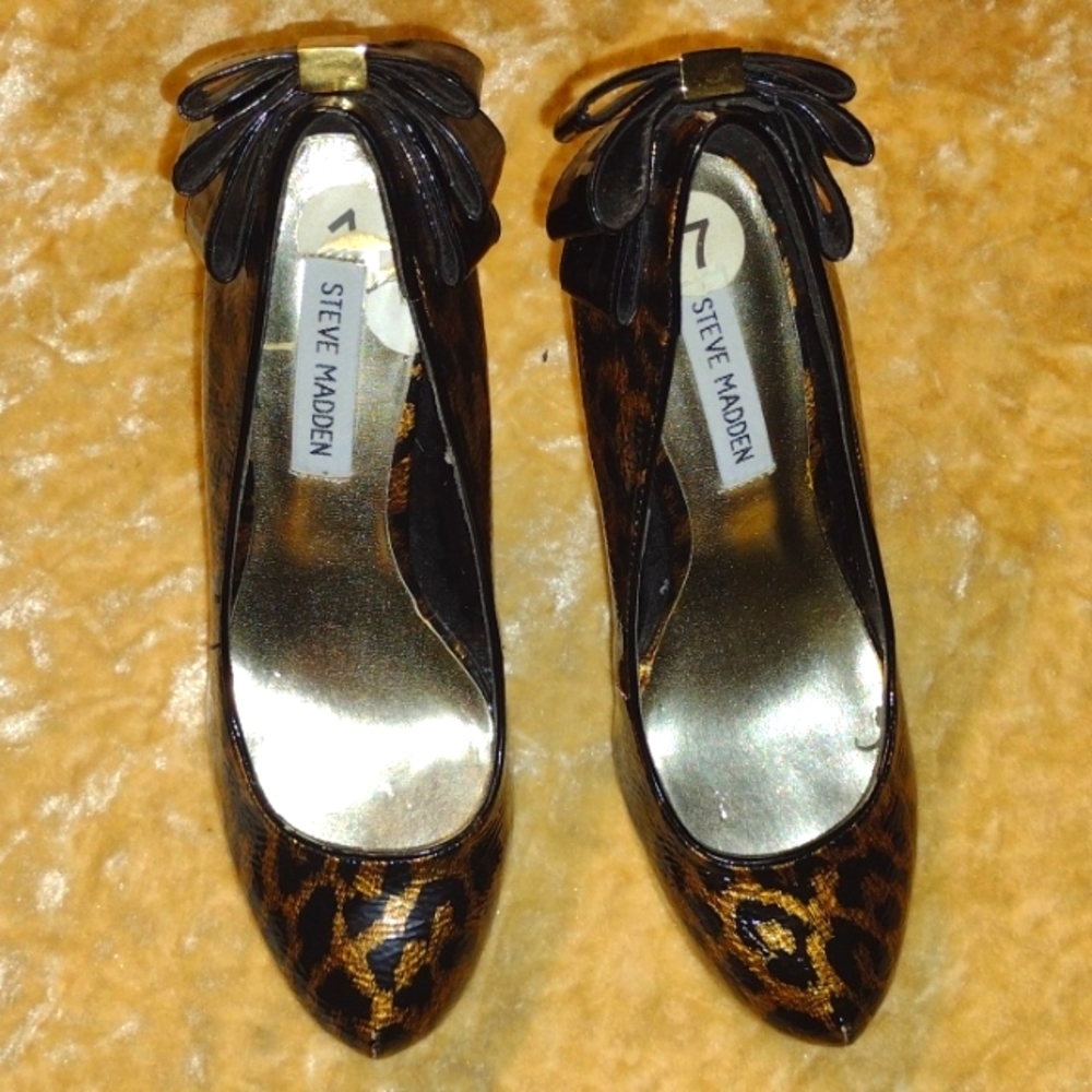 Adorable leopard print Steve Madden heels with bow size 7 - Picture 5 of 5